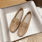 Metal Buckle genuine leather shoes woman work flats breathable cowhide mocasines mujer luxury oxford shoes for