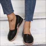 Breakj Summer Large-Size Casual Sandals Women's Slopes Hollow Pure Color Single Shoes Low-Heeled Sandals