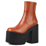 Trendy Luxury 2022 Winter Women's Boots Platform Zip High Heels Shoes Chunky Cool Fashion Punk Goth Motorcycle