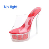 Slippers Women Shoes Super High Heels Plus Size Catwalk Transparent Sandals Women Pole Dance Platform Wedding