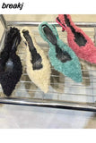 Toe Slingback Sandals Women High Heels Shoes Shallow Slip On Fur Design 2023 New Spring Ladies Pumps Party Wedding