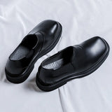 Breakj Head Leather Shoes Male British Wind Elastic Belt Lazy Man One Foot Pedal Big Head Leisure Business Small Leather Shoes