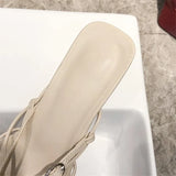 Heels Sandals women New Summer shoes women Fashion Buckle Strap Open Toed sandals Beige Thin Heels Dress female