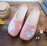 Breakj Single Slippers / Woolen Cotton Slippers Hanfu Shoes Women Embroidered Cloth Shoes Woolen Cotton