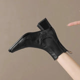 Breakj Zi Yan Retro Black Square Head Short Boots Female Super High With Thick With Chelsea Commute In The 2023 Winter New