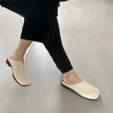 Split Toe Slippers Women Flats Moccasins Casual Shoes Close Toe Mule British Style Loafers Soft Ballerina Outdoor