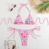 2025 New Swimsuit Print Split Bikini Triangle With Sexy Bikini Set