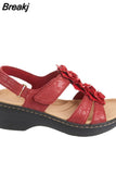 Sandals Women 2023 New Flower Wedge Platform Orthopedics Shoes Retro Rome Casual Comfortable Peep Toe Sandalias De