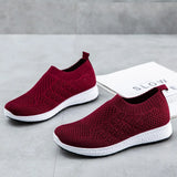 Shoes Knitting Sock Sneakers Women Spring Summer Slip On Flat Shoes Women Plus Size Loafers Flats Walking shoes