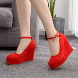 Breakj And South Korea Waterproof Table Slope Heel Single Shoe Buckle With Mary Janepo Single Shoes Spring And Autumn Single Shoes Women's Thick-Soled