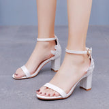Breakj Cm Thick Heel Shallow Mouth With Sandals Round Head Fish Mouth Flowers Nails High Heel Sandals White Wedding