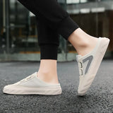 summer New Mesh Half Slippers Men's Trend Cool Baotou Hollow Breathable Light Casual White Shoes Men