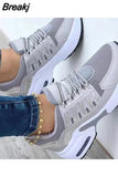 Women's Vulcanized Shoes 2023 Fashion Plus Size 43 Casual Sports Shoes Women Lace-up Mesh Breathable Wedge Platform