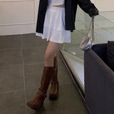 The Same Knight Boots Female Retro 2024 New Knee High Boots Western Cowboy