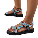 Breakj New Fashion Flat Beach Sandals Women's Thick-Soled Magic Stick National Wind Toe Women's