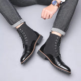Breakj Men's Casual Martin Boots Men Plus Down Leather Shoes Plus Size Men's Shoes Fashion Cotton