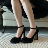 Breakj New French Small One-Word Buckle With High Heels Coarse Fashion Design Sense Of Single
