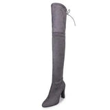 NEW Sexy Party Boots Fashion Suede Leather Shoes Women Over The Knee Heels Boots Stretch Flock Winter High Botas