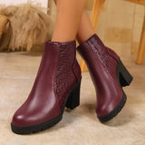 Breakj The Autumn And Winter Of 2025, Women's High-Heeling And Ankle Boots Are Thick And Then Zipper Rounded Round Color And Ankle
