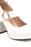 Heels Mary Jeans Pumps 2023 Summer Fashion Ankle Buckle round Toe Women Pumps Elegant Comfy Walking Pumps Plus Size