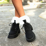 Breakj Mouth Plus Velvet Short Boots Women 2025 Autumn And Winter New Large-Size Round Head Coarse And Fashion Tice Cotton