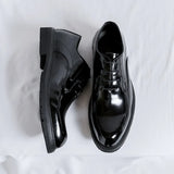 Breakj Patent Leather Men Business Casual Leather Shoes Wide Foot Shoe Thick Platform Bright Top Trend Derby Shoes