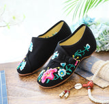 Breakj Glory Morning Glory Embroidery Flowers Round Head Spring Autumn Women's Shoes Single Shoes Canvas Embroidered Cloth