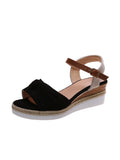 Breakj New Fish Mouth Bow Buckle Thick Bottom Slope Sandals Women's Large Size Hemp Rope Bottom Flat Bottom Women