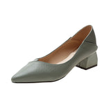 Breakj Korean Version Of Thick Heel High-Heeled Single-Shoe Women's Pointed Professional Shoes Black Heel Shoes To Work