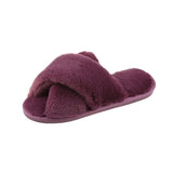 Breakj And Winter New Big Rabbit Velvet Cross With Couple Floor Cotton Slippers Indoor Warm Anti-Slip Cotton
