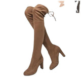 Breakj Large-Size New Long-Singing Women With Sharp-Headed Knee Boots After Tied Knight Boots For Long-Term