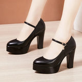Catwalk High Heels Women's Cheongsam T Show Leather Size Waterproof Table Thick Heel Leather Pointed Single