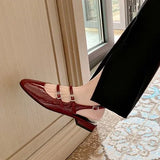 Vintage Double Buckle Silver Mary Jane Shoes Spring / Summer 2024 New Flat Low Heel Baotou Back Empty Sandals