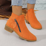 Breakj Thick Background Solid Color Tip Side Zipper Martin Boots 2025 Spring And Autumn New Short-Box Women