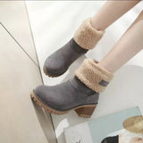 Breakj Female Boots 2023 Autumn And Winter Mid-Crowded Thick Heeled Snow Boots Women Cotton