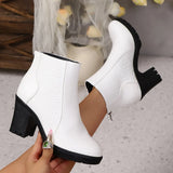 Breakj The Autumn And Winter Of 2025, Women's High-Heeling And Ankle Boots Are Thick And Then Zipper Rounded Round Color And Ankle