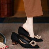 Breakj Scent Single Shoes Women's Coarse Heel 2025 New Spring And Autumn Wedding Shoes Bridal Shoes Tip High Heels Design Sense