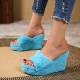 Breakj 2025 New Hairy Slippers Loose Pastry Slope And Slippers Fashion Outdoor Women's