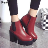 Boots Platform High Heel Ankle Boots Ladies Round Toe Winter Shoes Ladies Flat Boots Women