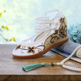 Breakj Heels Single Shoes With Embroidered Cloth Shoes Ancient Wind National Wind National Wind Spring And Autumn Women Cloth Shoes Women's