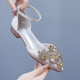 Breakj And Summer 2 Cm Flat Hedley Casual Sharp In The Hollow Sandals Square With Shallow Mouth Water Drill Buckle Bridal Shoes Wedding
