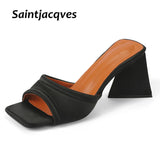 2021Women's Special Material Sandals Summer Women's Thick-soled High-heeled Slippers 7.5cm Thick-heeled Party Nightclub