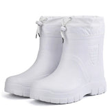 Men's Windproof Outdoor Work Boots Cotton Rain Boots Men's Boots Waterproof Winter Rubber Boots Warm Lightweight Ankle