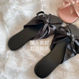 Breakj Lazy Wind Elegant Cool Slippers 2025 New Wearing Soft-Soled Bows Shoes Flat Beach