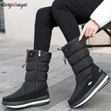 Women Winter Boots Platform Snow Boots Waterproof Non-slip Thick Plush Warm Mid-calf Boots for Women Winter Shoes Botas