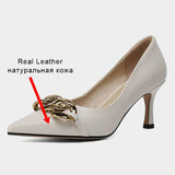 Size 33-40 Women Pumps Real Leather Sexy Thin High Heels Shoes For Woman 2023 Spring Party Office Lady Daily