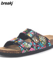 2023 New Summer Beach Cork Slippers Casual Double Buckle Non-slip Clogs Slides Women Slip on Flip Flop