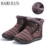 Boots Women Shoes Warm Plush Fur Ankle Boots Winter Female Slip On Flat Casual Shoes 2020 Waterproof Ultralight