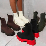 New Women's Boots Couple Socks Shoes Women's New Thick-soled Casual Knitted Short Boots Women's Thick