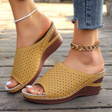 Breakj New Women's Slope And Thick Bottom Slippers Large-Size Pure Color Fish Mouth Slope And High-Inctase Leisure